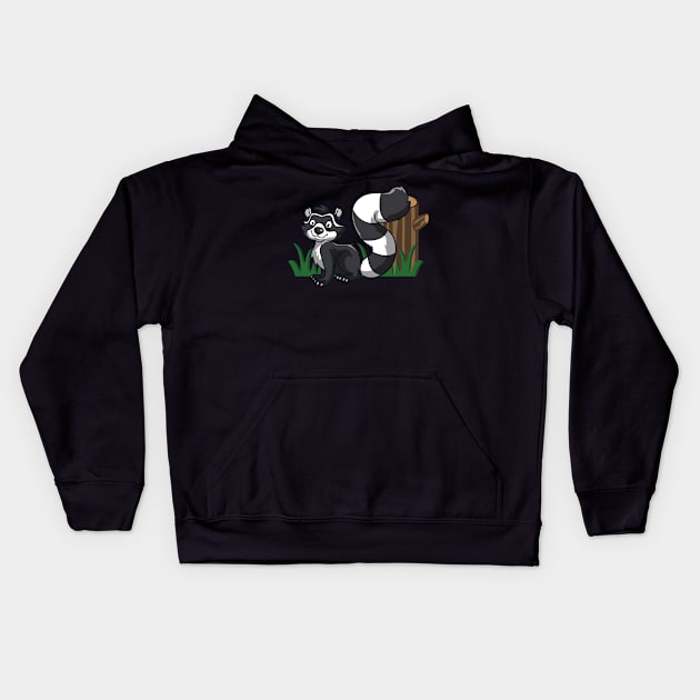 Raccoon Nature Wild Cartoon racoon nightlife Kids Hoodie by Onceer